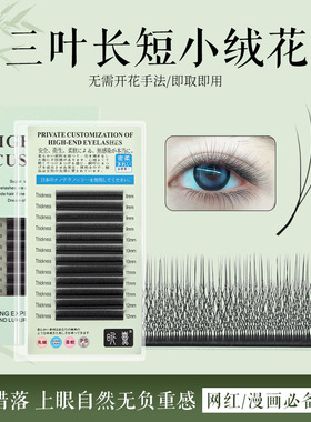 国风LC长短小绒花火花三叶草嫁接睫毛妈生自然美睫师专用假睫毛
