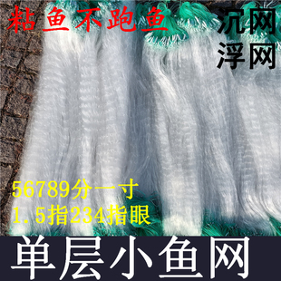 小网眼半指单层渔网浮网一指丝网单层粘网沉网白条马口麦穗网