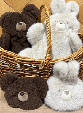 日本Afternoontea秋冬新款毛绒兔子熊灌水保暖袋加热暖手包热水袋