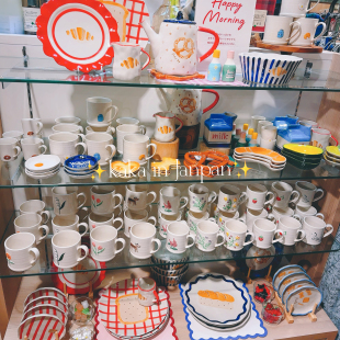 日本afternoontea2026新款面包咖啡插画造型陶瓷马克杯/餐盘/小碟
