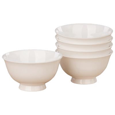 纯白骨瓷碗家用吃饭碗6寸粥碗陶瓷小碗高脚米饭碗大碗汤碗泡面碗