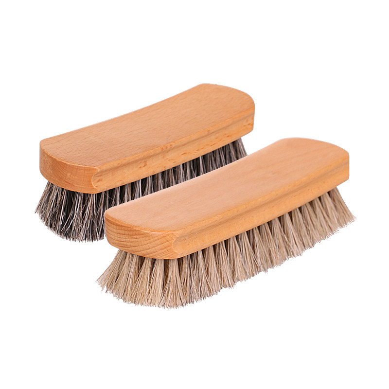 马鬃毛除尘刷清洁刷榉木鞋刷子刷灰擦皮鞋皮革打理软毛刷抛光刷子