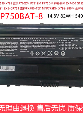 全新适用未来人类X599 X799 蓝天P770ZM P750BAT-8 P751ZM 电池