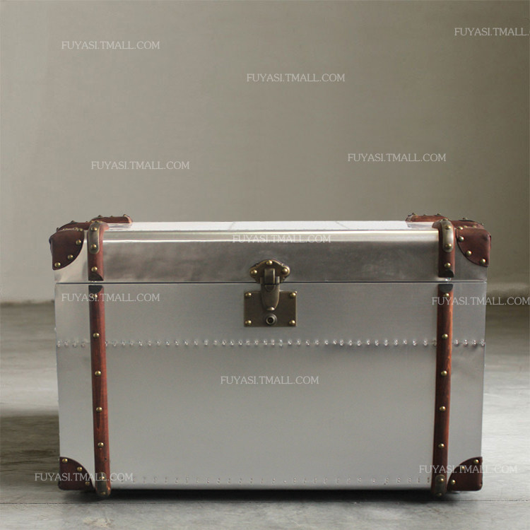 美式金属loft工业风家具复古做旧铝合金箱式储物柜咖啡桌茶几边几