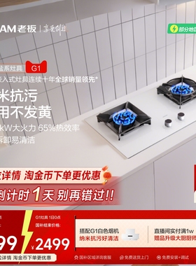 老板盐系G1/57BX燃气灶煤气灶白色易清洁炉灶家用厨房双灶台官方