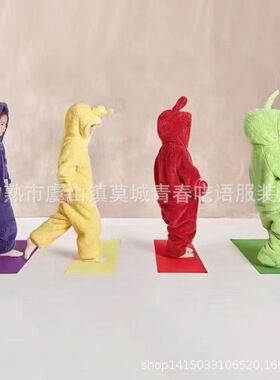 秋冬季儿童可爱动漫卡通动物天线宝宝连体睡衣法兰绒男女家居服