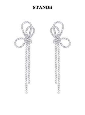 STANDii手作 流苏蝴蝶翅膀耳环中长款时尚显瘦精致甜美耳钉女
