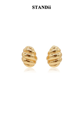 STANDii高品质极简保色牛角螺纹耳钉女ins风小众轻奢高级感