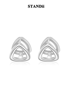 STANDii手作 极简三角形耳环小巧耳圈日常百搭冷淡金银两色欧美