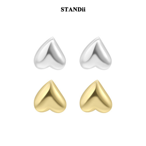 STANDii镀金法式女爱心耳钉
