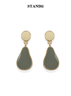 STANDii 温柔感耳饰 莫兰迪色系耳环 小巧撞色质感港风耳钉新款