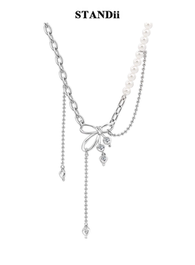 STANDii 原创设计蝴蝶结吊坠锆石项链甜酷辣妹小众高级感锁骨链