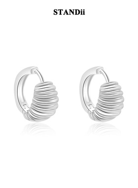 STANDii手作 3/27 高品质牛角包耳环极简约个性欧美冷淡风耳圈气