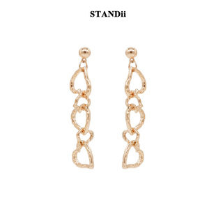 STANDii小众设计感爱心耳环女复古港风耳钉个性耳饰中长款
