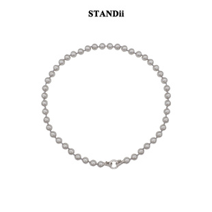 STANDii手作 灰珍珠项链镶钻环扣休闲百搭欧美气质