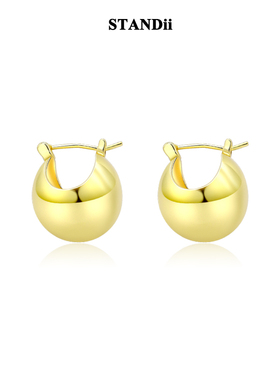 STANDii手作 极简设计小金球镜面耳饰保色fever耳环冷淡风金银色