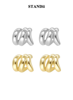 STANDii 小众设计感多层耳环ins简约百搭冷淡风925银针三个小圆圈