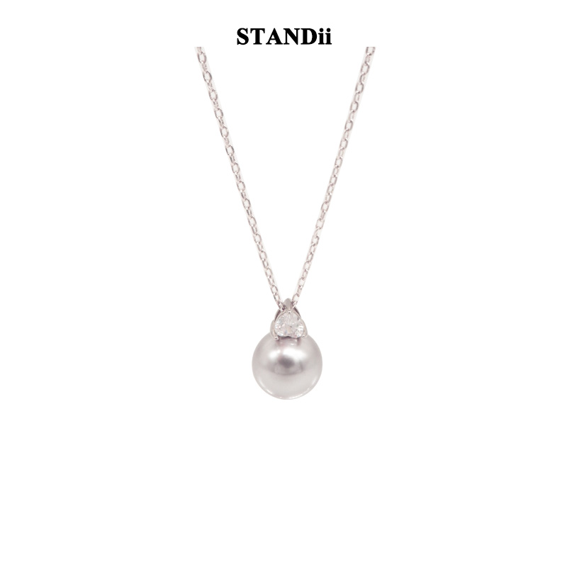 STANDii轻奢法式女灰珍珠项链