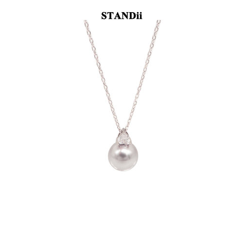 STANDii轻奢法式女灰珍珠项链