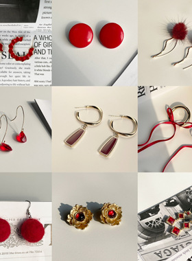 STANDii手作 红色耳环系列感恩回馈过年耳钉节日耳饰