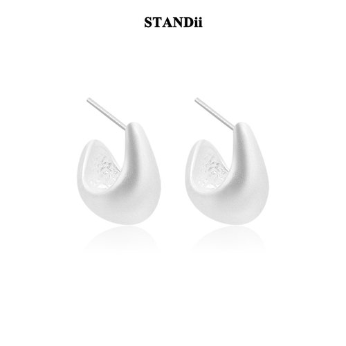 STANDii冷淡风磨砂方耳环