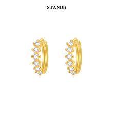 STANDii手作 保色质感小巧锆石耳圈叠戴日常ins金属耳环