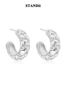 STANDii手作 设计感纹理圆环耳饰基础百搭欧美大气2022新款女
