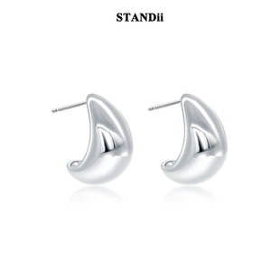 STANDii手作 简约百搭小银豆耳环金属基础ins高级冷淡风耳钉