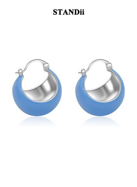 STANDii手作 欧美质感蓝色圆球耳环百搭博主耳饰2022新款女高品质