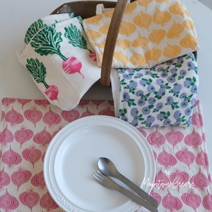 韩国进口纯棉餐垫蔬果餐巾ins风擦手巾吸水厨房清洁抹布桌垫盖布