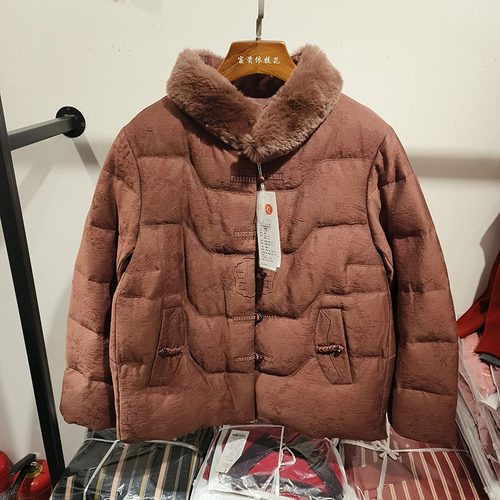 正品金秋华夏獭兔真毛领刺绣