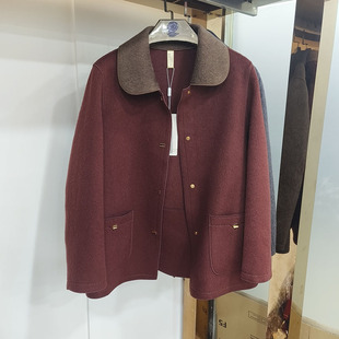 苏拉达唯825-105妈妈羊毛大衣女短秋冬外套中老年呢子上衣福太太