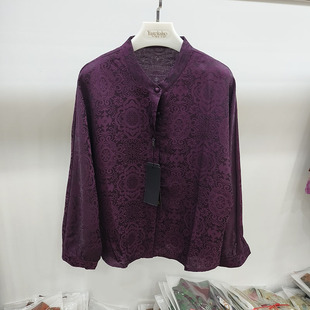 桑蚕丝提花百搭气质衬衫 衬衫 馨克丽661真丝衬衣女显瘦圆领长袖