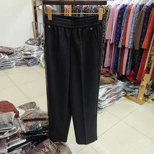 女裤 中年妈妈保暖裤 松紧高腰阔太太 鑫蓝琪尔2966冬新款 羊毛呢子