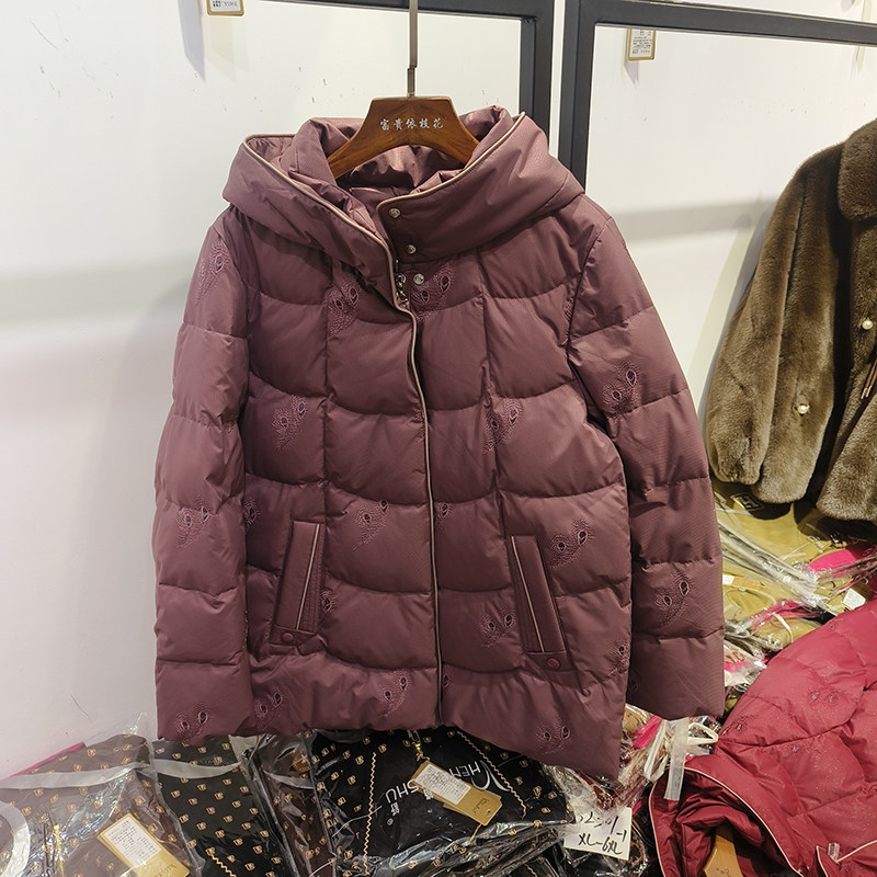 商场同款正品加厚妈妈90白鸭绒羽绒服冬装外套中老年女装冬福太太
