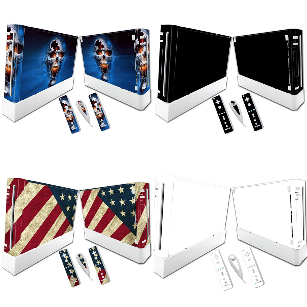 适用于任天堂wii贴膜wii贴纸主机贴膜游戏贴纸手柄贴膜国旗纯黑白