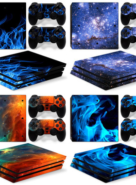PS4 Pro 贴纸 彩贴 机身贴纸 星空starry sky 蓝色火焰 全身贴膜