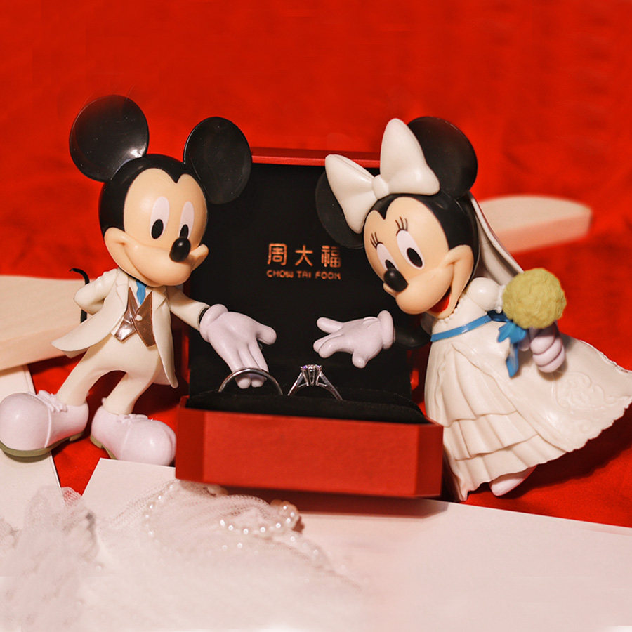 婚纱米奇米妮唐老鸭黛西手办婚庆结婚蛋糕摆件米老鼠公仔玩具模型