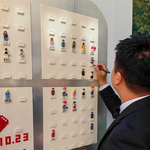 婚礼签到人仔结婚DIY纪念品摆件新郎新娘放相框拼装小人积木