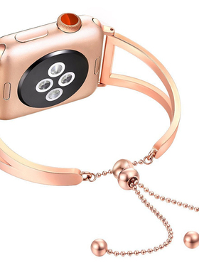 适用苹果手表表带女生款iwatch 5 6 7 8 9 10代腕带apple watch Ultra2金属不锈钢手镯手链透气series 10表带