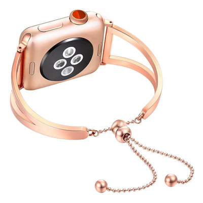 适用苹果手表表带女生款iwatch 5 6 7 8 9 10代腕带apple watch Ultra2金属不锈钢手镯手链透气series 10表带