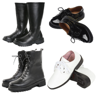 大中小学生升旗手仪仗队军靴长筒高筒靴护旗手儿童皮靴男女生皮鞋