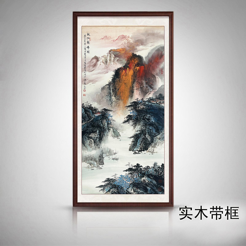 名家泼彩画黄山泰山日出山水画四尺竖幅精品领导办公室装饰靠山图