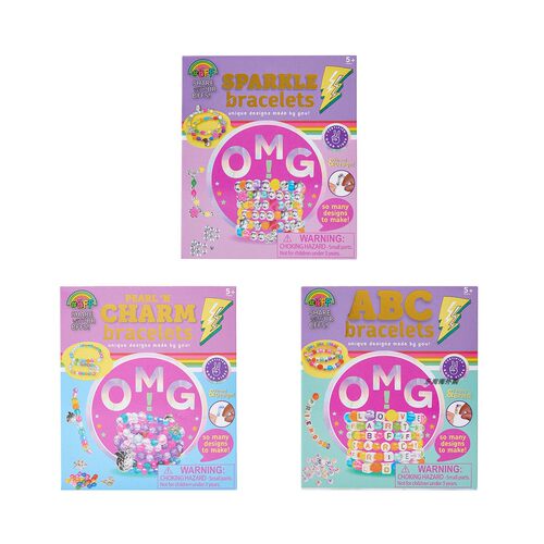 现货OMG儿童串珠玩具镀色炫彩字母珠益智DIY自制创意手链