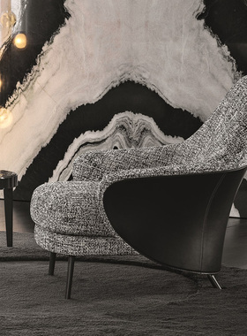 北欧现代简约轻奢单人沙发绿客厅阳台设计师高背商用休闲懒人椅子