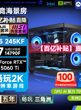 【百亿补贴】 攀升i5 14600K升245KF/i7 14790F/华硕RTX5060/5060Ti游戏整机台式电脑主机DIY装机组装台式机