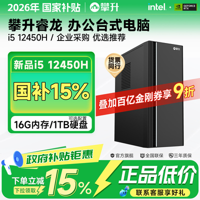 【国补以旧换新政府补贴15%】攀升兄弟i5 12400升12450H专业办公电脑主机台式办公游戏设计DIY组装电脑整机