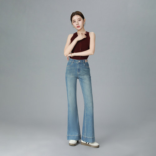 小魔鱼喇叭裤女春夏新款四面弹力