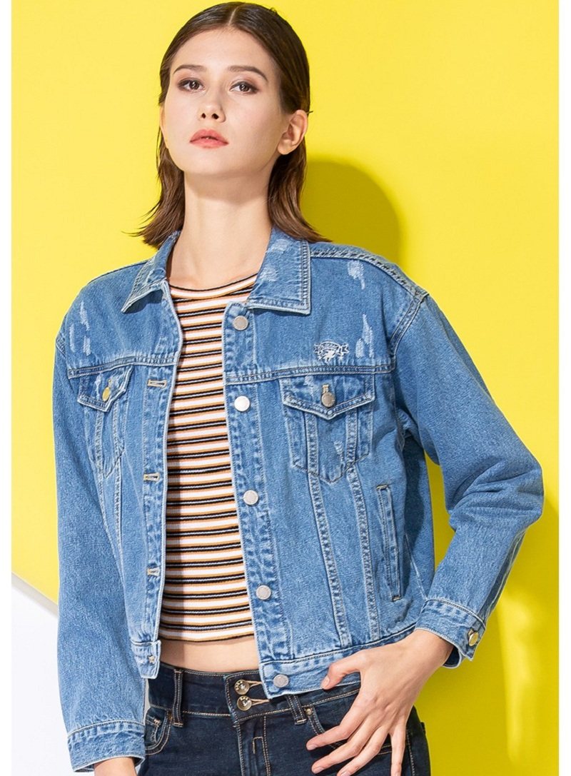 bs2b/小魔鱼牛仔外套女2022春秋新款纯棉上衣无弹百搭牛仔夹克女