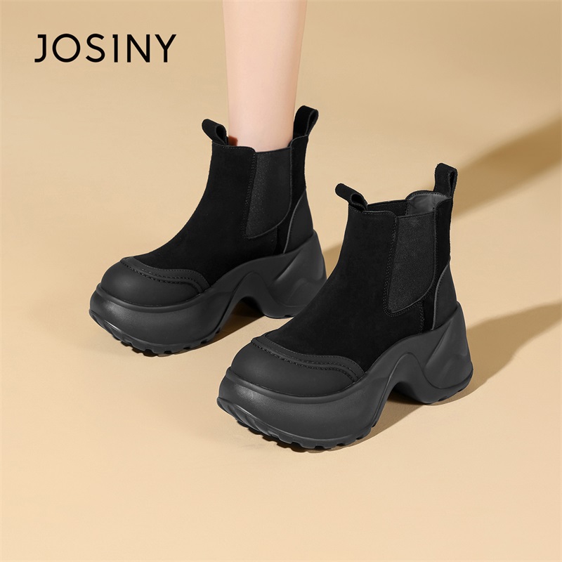 卓诗尼2025秋冬新款厚底切尔西靴